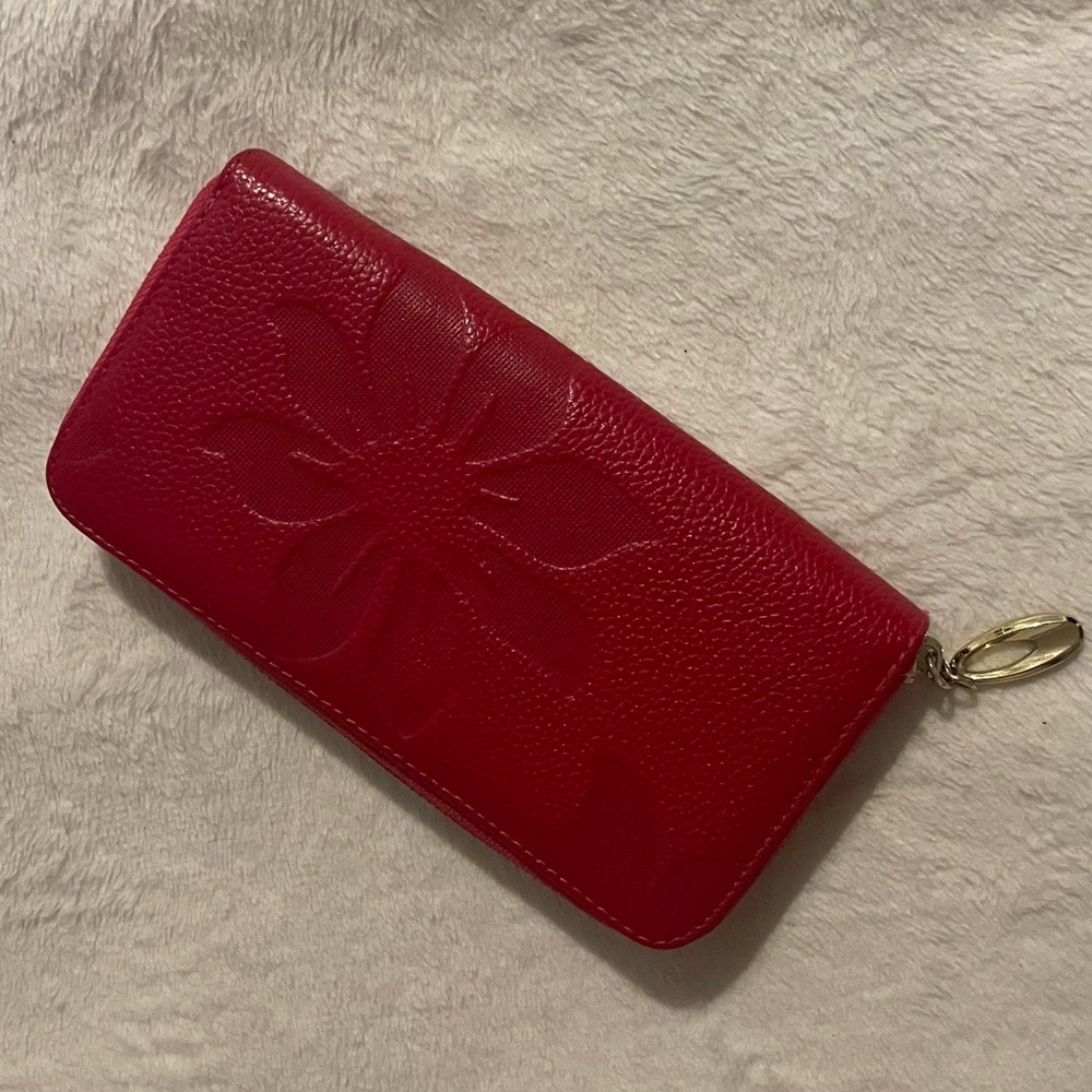 Red Floral Zip-Around Wallet - Women's Accessory